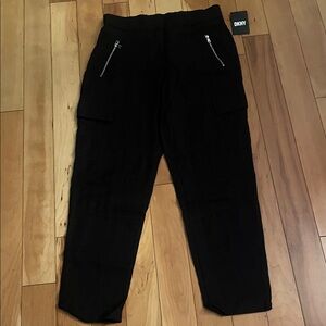 DKNY Women’s Black Cargo Pants with Zip Pockets